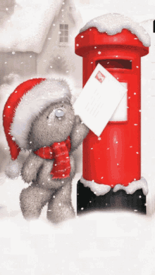 Tatty Teddy Letter To Santa GIF - Tatty Teddy Letter To Santa Snow GIFs