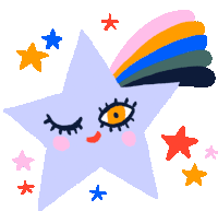 Winking Star Trails A Rainbow Sticker - Star Wink Fab Stickers