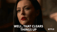 Well That Clears Things Up Katharine Isabelle GIF - Well That Clears Things Up Katharine Isabelle Vera Stone GIFs