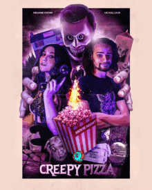 creepypizza scary movie movie night popcorn smoke