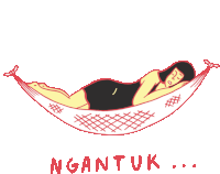 Sleepy Girl In Hammock Says Ngantuck In Indonesian Sticker - Lostin Paradise Nap Hammock Stickers
