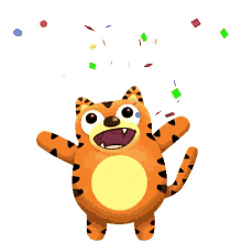 celebrating tiger hooray confetti jumping