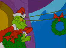 Grinch Cartoon GIF - Grinch Cartoon Wreath GIFs
