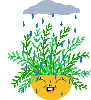 Happy Fern Enjoys Rain Sticker - Flora Friends Plant Raining Stickers