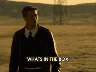 What'S In The Box! GIF - Seven Brad Pitt Box GIFs