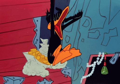 Looney Tunes,Daffy Duck,gold,Golden Coins,coins,diamond,rich,gif,animated g...