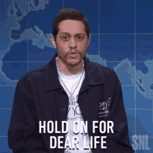 Hold On For Dear Life Pete Davidson GIF - Hold On For Dear Life Pete Davidson Saturday Night Live GIFs