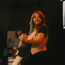 performing guitar