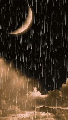 raining rain clouds night moon