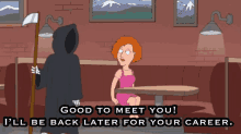 Family Guy Good To Meet You GIF - Family Guy Good To Meet You Ill Be Back For Your Career GIFs
