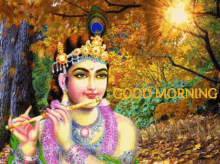 Lord Krishna Good Morning GIF - Lord Krishna Good Morning Flute GIFs