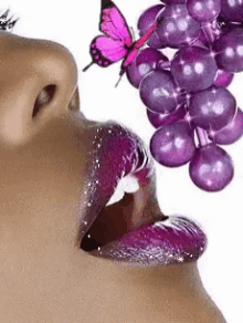 lip grapes butterfly purple glitter