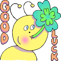Caterpillar Eating A Four-leaf Clover Says "Good Luck" In English. Sticker - Wiggly Squiggly Cuties Worm Good Luck Stickers
