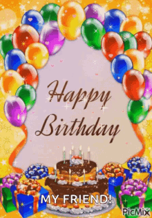 happy birthday hbd balloons cake