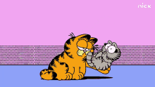 carrying a baby nermal garfield taking care of the baby babysitting