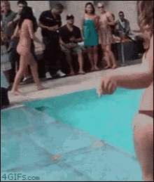 bikini pool show off faceplant