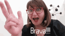 Lady With Red Glasses Hand Gesture GIF - Lady With Red Glasses Hand Gesture Brava GIFs