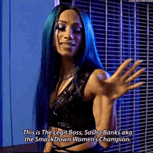 Sasha Banks The Legit Boss GIF - Sasha Banks The Legit Boss Smack Down Womens Champion GIFs