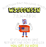 Wisconsin Election Day Polling Hours Sticker - Wisconsin Wi Election Day Polling Hours Stickers