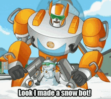 Transformers Look I Made A Snow Bot GIF - Transformers Look I Made A Snow Bot Transformers Rescue Bots GIFs