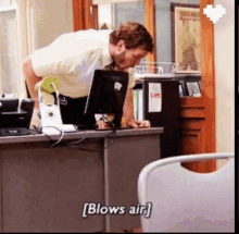 Andy Dwyer Blow GIF - Andy Dwyer Blow Computer GIFs