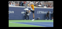 Denis Shapovalov Jumping GIF - Denis Shapovalov Jumping Backhand GIFs