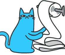 Crazy Blue Cat Toilet Paper GIF - Crazy Blue Cat Cat Toilet Paper GIFs