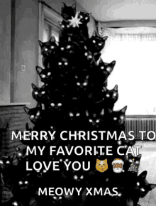 Black Cat Christmas Tree GIF - Black Cat Christmas Tree Black Christmas Tree GIFs
