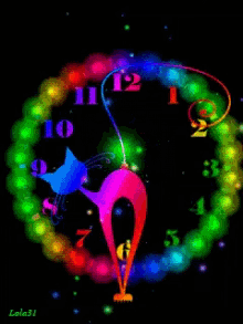 rainbow clock colorful cat clock