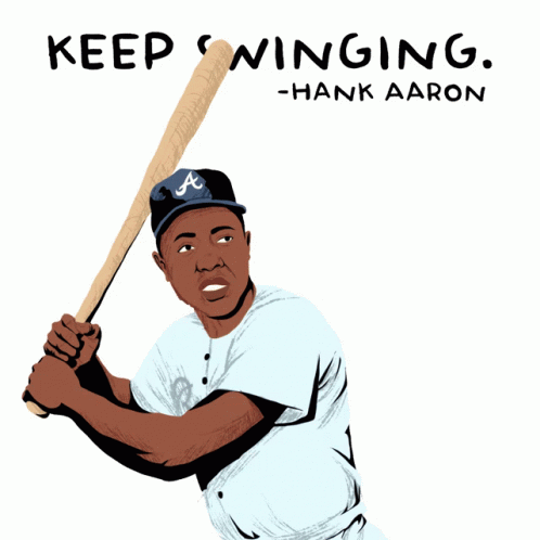 Keep Swinging Hank Aaron Sticker - Keep Swinging Hank Aaron Swing -  Discover & Share GIFs
