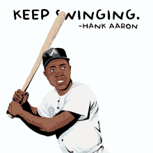 keep swinging hank aaron swing baseball mlb