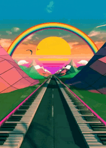 Rainbow Railroad GIF - Rainbow Railroad Sun GIFs