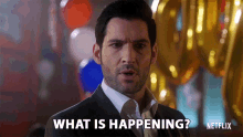 Whats Is Happening Lucifer Morningstar GIF - Whats Is Happening Lucifer Morningstar Tom Ellis GIFs