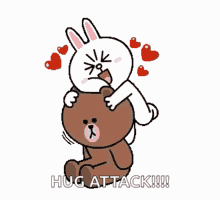 Cony And Brown Hug GIF - Cony And Brown Hug Bear Hug GIFs