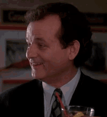 bill murray smile drinking straight face