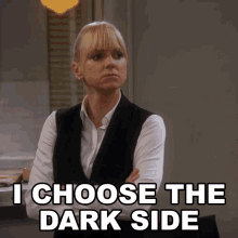 I Choose The Dark Side Christy Plunkett GIF - I Choose The Dark Side Christy Plunkett Anna Faris GIFs