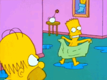 the simpsons homer simpson bart simpson messy water