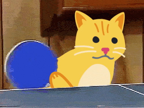 cat playing table tennis against itself