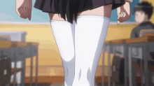 anime anime girl walking long hair knee socks