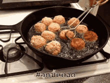 ลูกชิ้น ทำอาหาร ทอด GIF - Meat Ball Fry Cooking GIFs
