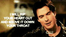 I Will Rip Out Your Heart And Shove It Down Your Throat If You Annoy Me Damon Salvatore GIF - I Will Rip Out Your Heart And Shove It Down Your Throat If You Annoy Me Damon Salvatore The Vampire Diaries GIFs