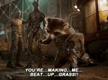 Youre Making Me Beat Up Grass Guardians Of The Galaxy GIF - Youre Making Me Beat Up Grass Guardians Of The Galaxy Rocket Racoon GIFs