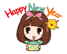 anime kawaii girl happy new year happy