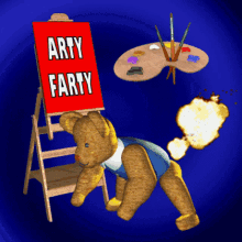 Arty Farty Farting Teddy Bear GIF - Arty Farty Farting Teddy Bear Artistic Teddy Bear GIFs