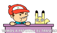 Vamos A Patearle El Trasero Pokemon Trainer Sticker - Vamos A Patearle El Trasero Pokemon Trainer Pikachu Stickers