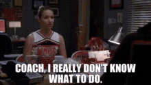 Glee Quinn Fabray GIF - Glee Quinn Fabray Coach I Really Dont Know What Do Do GIFs