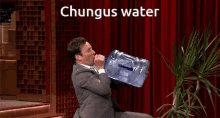 Chungus Water Fall GIF - Chungus Water Fall Drink GIFs
