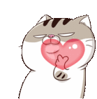 Ami Fat Cat Heart Sticker - Ami Fat Cat Heart Finger Heart Stickers