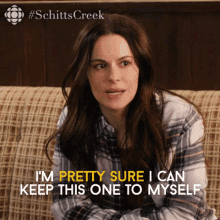 Im Pretty Sure I Can Keep This One To Myself Emily Hampshire GIF - Im Pretty Sure I Can Keep This One To Myself Emily Hampshire Stevie GIFs