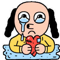 Crying Dog With Heart Sticker - Kindof Perfect Lovers Heart Broken Hearted Stickers